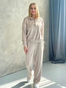 Veliūrinis laisvalaikio kostiumas "Soft shine beige"